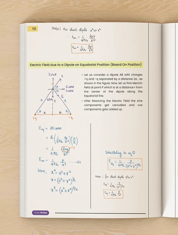 A handwritten physics derivation page